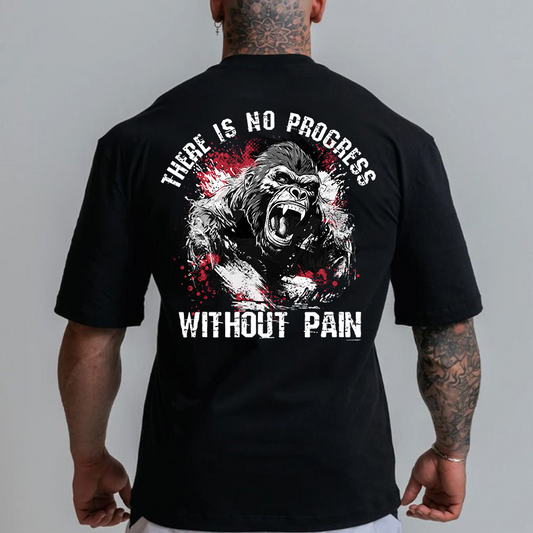 Gym 100% Cotton There Is No Progress Without Pain Print T-shirt