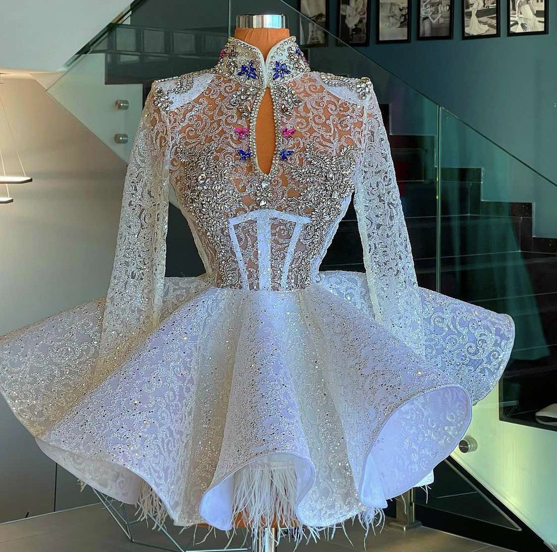 White Glittery Short Dress