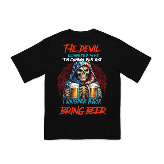 Unisex 100% Cotton I Whisper Back Bring Beer Print T-shirt