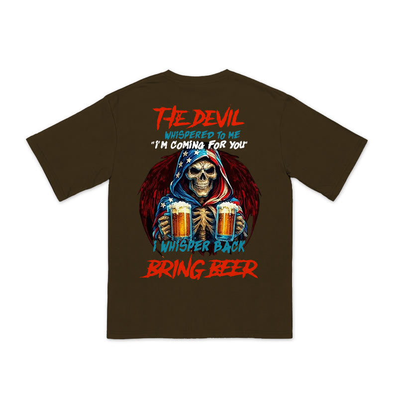 Unisex 100% Cotton I Whisper Back Bring Beer Print T-shirt