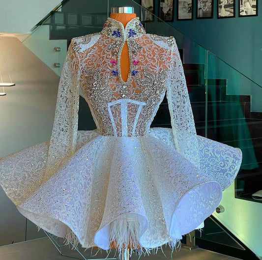 White Glittery Short Dress