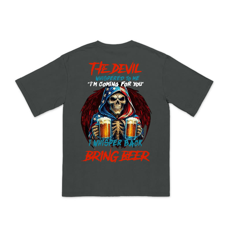 Unisex 100% Cotton I Whisper Back Bring Beer Print T-shirt