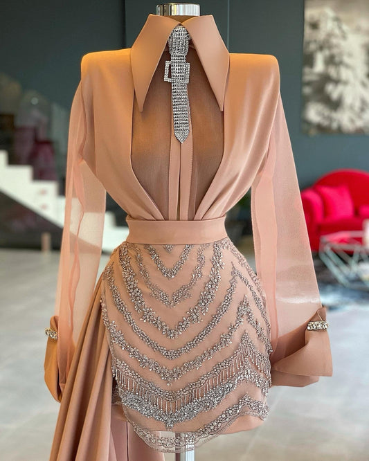 Nude  Shirt & Lace Skirt